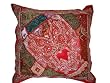 Decorative Beaded Cushion Covers-Crimson Glory Floor Decorative Moti Indian Pillow Covers 24"