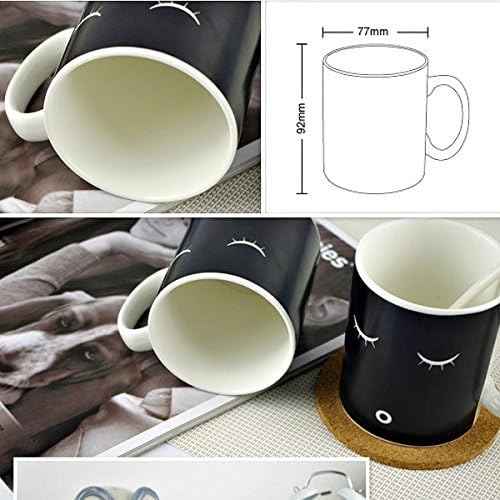 Magic Morning Heat Sensitive Porcelain Tea Coffee Mug (Face Changing and Battery Mug) (2, Smiley Face(black_white))