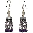 Women Gift Idea Sterling Silver Multi Gemstone Earrings 2.25 inches (erg144)