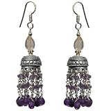 Women Gift Idea Sterling Silver Multi Gemstone Earrings 2.25 inches (erg144)