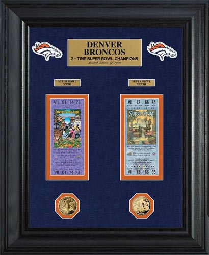 Denver Broncos - Super Bowl 33 XXXIII - Tickets - Coins - Framed Photo Picture