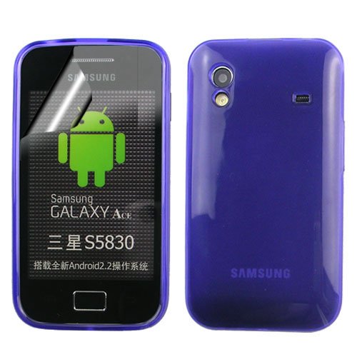 COVER / CUSTODIA IN GEL + 2 PELLICOLE PROTEGGISCHERMO PER SAMSUNG GALAXY ACE S5830 - VIOLA