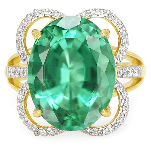 【GemsTV】 18K パライバトルマリン & ダイヤモンド YGリング