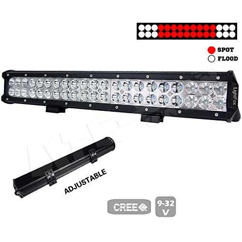 LightFox 20” inch 126W Cree LED Light Bar Offroad 4wd Spot FLood Combo LED Work Lights for Trucks Suv Atv Tractor Pickup Jeep Lamp 12v 15000LM