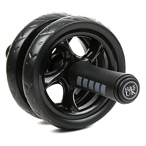 H&S® Ab Abdominal Exercise Roller With Extra Thick Knee Pad Mat - Body Fitness Strength Training Machine AB Wheel Gym Tool