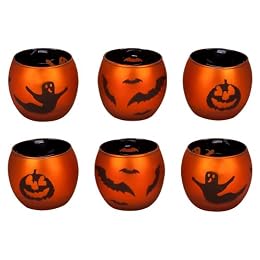 Orange Metallic Halloween votives s/6 : Target
