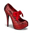 5 3/4 Inch Heel Lace Up Glitter Oxford Pump Shoe Concealed Platform Closed Toe Black Blue Pink Gold Green Purple Red