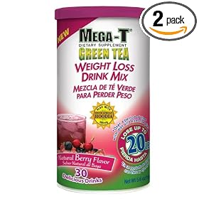 Mega-t Green Tea Weight Loss Drink Mix-natural Berry Flavor (bi-lingual), 4.0-Ounce/115g Units (Pack of 2)
