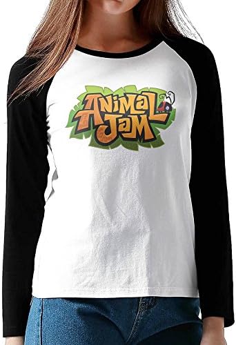 Women Girls Animal Jam Logo Long Sleeve Baseball Style Raglan Jerseys