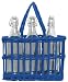 Hand Woven Marine Blue Painted Willow Basket with 3 Glass Water Bottles, Bottle = 12"H, 36oz