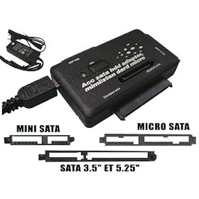 KALEA-INFORMATIQUE � - Convertisseur MULTI SATA / MINISATA / MICROSATA Vers USB 2.0 - Pour SATA 1.8" (MICRO ou MINI SATA), 2.5" (MINI SATA ou SATA) et 3.5/5.25" (SATA)