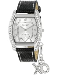 XOXO Womens XO3089 Black Lizard Strap with "XO" Charm Watch