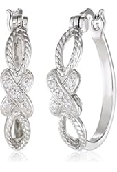 Sterling Silver Cubic Zirconia Crossover Hoop Earrings (0.1 cttw)
