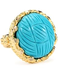 Devon Leigh Carved Turquoise and 18K Gold Dipped Setting Ring, Size 7