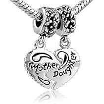 Heart Mother & Daughter Beads Charm- Pandora Charms Bracelet Compatible Heart Mother & Daughter Beads Charm- Pandora Charms Bracelet Compatible