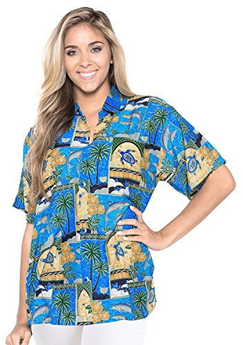 Tropical 70's Vintage Theme Hawaii Shirt Ladies Short Sleeves Cool Collar Beach