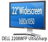 Dell 2208WFP 22-inch UltraSharp Premium Widescreen LCD Monitor. 1680x1050 resolution. Height adjustable & pivotal stand. 4-port USB Hub. DVI/VGA/HDCP. 3-Year Warranty.