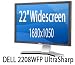 PC Hardware : Dell 2208WFP 22-inch UltraSharp Premium Widescreen LCD Monitor. 1680x1050 resolution. Height adjustable & pivotal stand. 4-port USB Hub. DVI/VGA/HDCP. 3-Year Warranty.