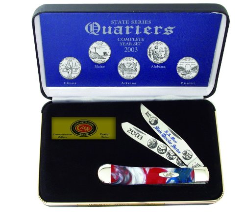 Case Cutlery CAT-2003QTRS Cases Year 2003 State Quarter Corelon Handel Trapper Pocket Knife with Tru Sharp Surgical Steel Blades