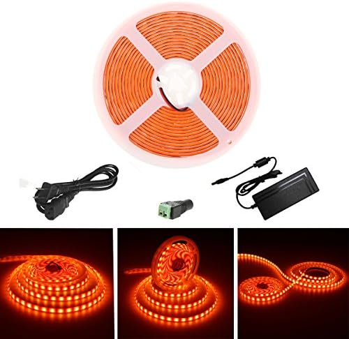 Yeahplus Fluorescent Glue Cover LED Strip Light Kit,16.4ft/5M 300les SMD5050 Super Bright Cold White LED EL Flash String Tape Lamp Rope Light + 6A Power Supply (Orange)