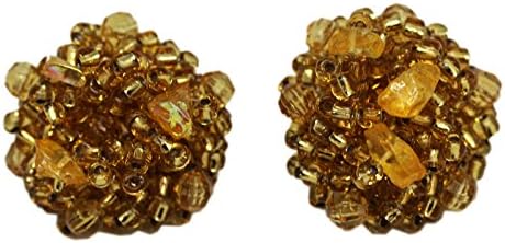 Golden Nugget Bead Clip On Earrings