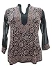 Indian Tunic Top Womens / Black Kurti Embroidered Blouse India Clothing Small