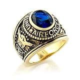 United States Air Force Gold Plated Sapphire CZ Ring