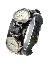 Fashion Quartz Movement Analog Wrist Watch Wristwatch with Dual Time Zone Display for Women Girls - Dark green SWWM3-204449