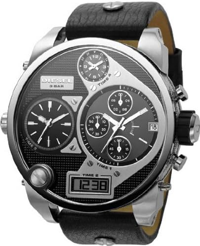 Diesel Watches Men's Black SBA Oversized Ana-Digi Black and Silver Dial Watch