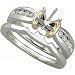 0.25 Ct.T.W. Round Brilliant Cut Diamonds, 14Kt. Two Tone Gold Diamond Wedding Ring Set, Semi-Mount Setting