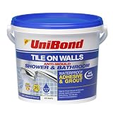 UniBond Tile On Walls Anti-Mould Ready Mixed Shower and Bathroom Waterproof Adhesive / Grout Large Bucket - Ice White