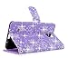 Samsung Galaxy Note 4 Case-Cellularvilla Pu Leather Wallet Card Flip Open Pocket Case Cover Pouch For Samsung Galaxy Note 4 SM-N910S / Note 4 SM-N910C (Purple Glitter)