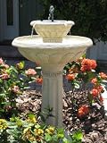 Garden Water Features & Outdoor Fountains item: Smart Solar 34251RM1 Antique White Stone Kensington Gardens 2-Tier Solar-On-Demand Fountain