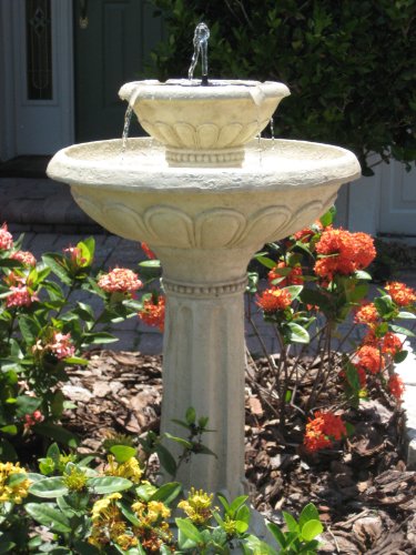 Smart Solar 34251RM1 Antique White Stone Kensington Gardens 2-Tier Solar-On-Demand Fountain