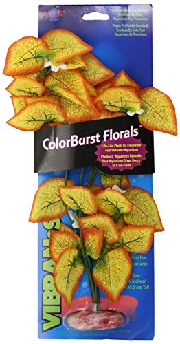 Vibran-Sea Flowering Marsh Wood Silk-Style Aquarium Plant, Large 13-14 tall, Burnt Orange