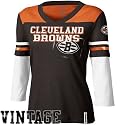 Reebok Cleveland Browns Ladies Brown Statement Double Layer 3/4 Length Sleeve Premium T-shirt