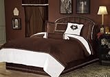 7Pcs Full Hotel Collection Embroidery Bed in a Bag Comforter Bedding Set Ch ....