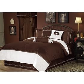 7Pcs Cal King Hotel Embroidery Bed in a Bag Chocolate