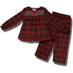 Holiday Red Plaid Flannel Pajamas For Girls
