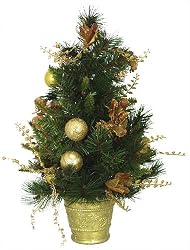 2' Potted Golden Elegance Hydrangea Pine Table Top Christmas Tree