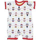 【本体綿100％】2016年 夏物 アンパンマン 天竺 3キャラ総柄 １分丈 半袖ロンパス ロンパース カバーオール Anpanman レッド-ホワイト◇70cm