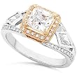 One of a Kind 1-1/2ctw EGL Cert Princess Kite & Round Diamond Ring in Platinum & 14k Rose Gold
