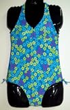 Girls Teal/Ditsy Flowers One-Piece Swimsuit by In Gear. Sizes 4/5 to 14/16.
