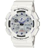 Casio Men's GA100A-7 G-Shock X-Large Analog-Digital White and Blue Sports Watch