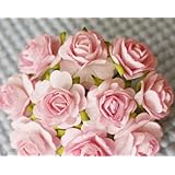 100 Pcs Hight Quality Pink Color #002 Mulberry Paper Flowers of Wedding Roses : 20mm.