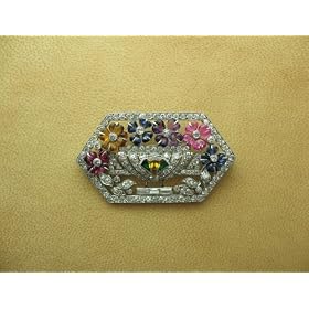 Art Deco Diamond and Multi-Gem Brooch by LACLOCHE by Lacloche