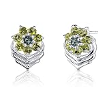 1.25 Carats Round Cut London Topaz Peridot Earrings in Sterling Silver