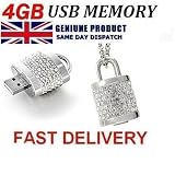 Diamond Lock Necklace Usb Memory Stick Flash Pen Drive 4 Gb Perfect Gift For Christmas,free Chain And Gift Box