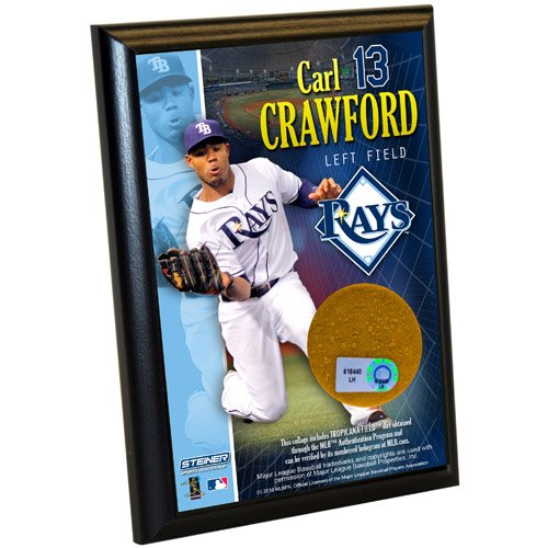 MLB Tampa Bay Rays Carl Crawford 4-by-6-Inch Dirt Plaque