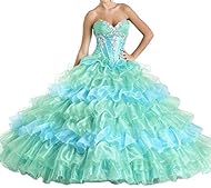 Sleeveless  Belted Sweetheart  Ball Gown Quinceanera Dress 